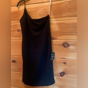 Lulus Guest List Black One-Shoulder Bodycon Mini Dress New With Tags.